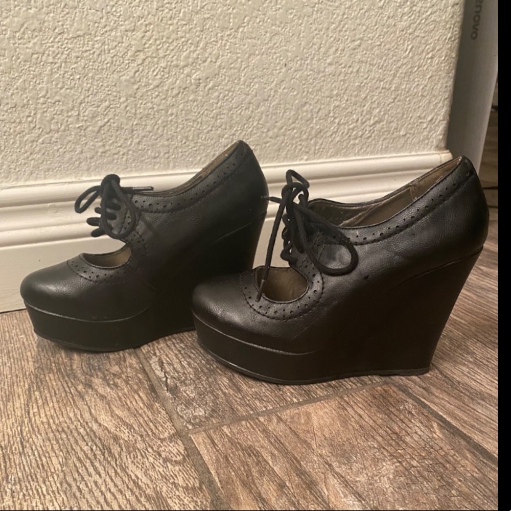 🖤Platform wedge oxfords, lace-up🖤